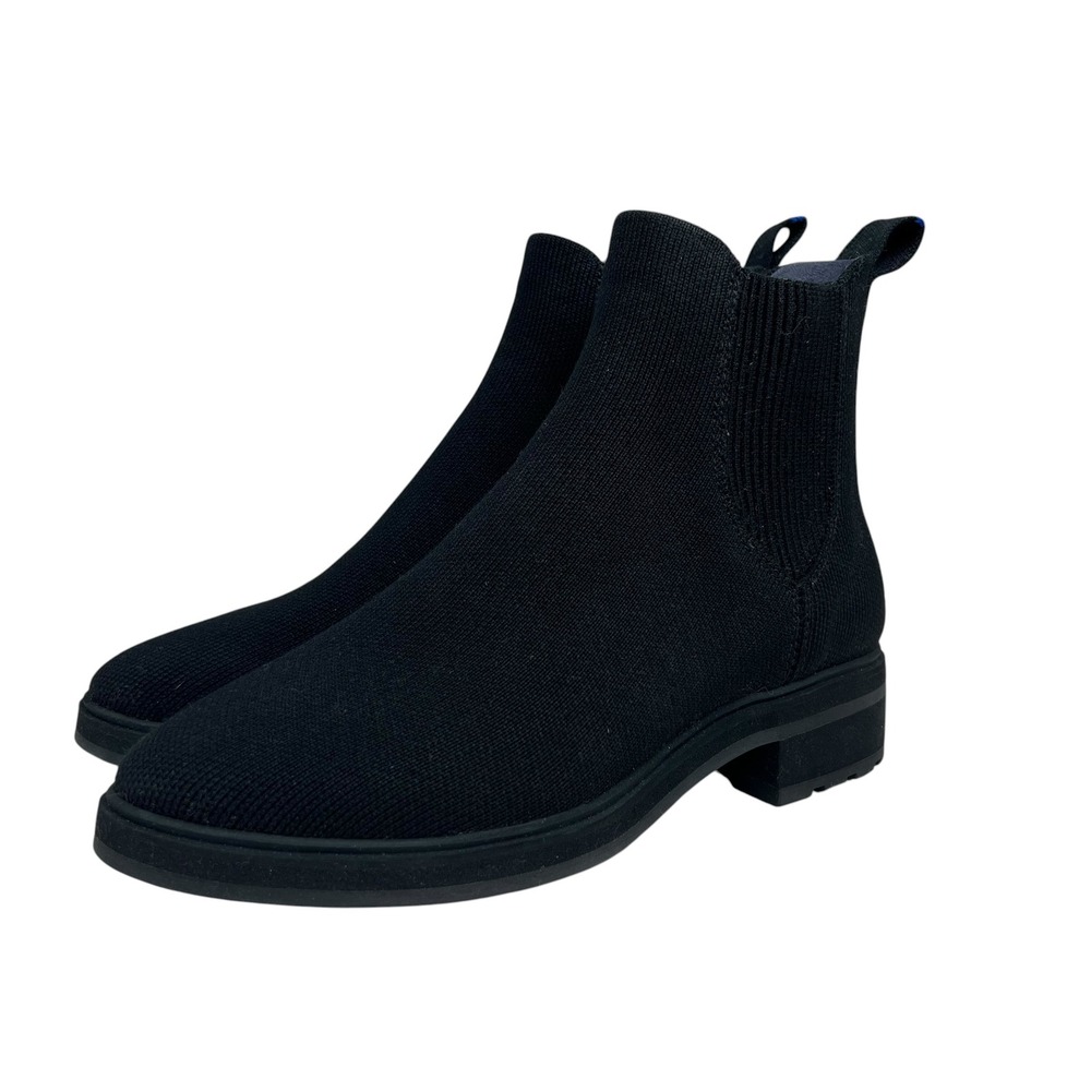 Rothy's Lug Ankle Boot in Onyx Black SZ 6.5 Sustainable Comfort Minimalist - Picture 2 of 10